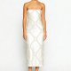 Women's off-shoulder satin pearl-embellished dress