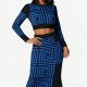 Women's Spring Line Print Retro Suit Base Layer