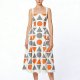 Women's long sleeveless suspender dress with simple geometric pattern