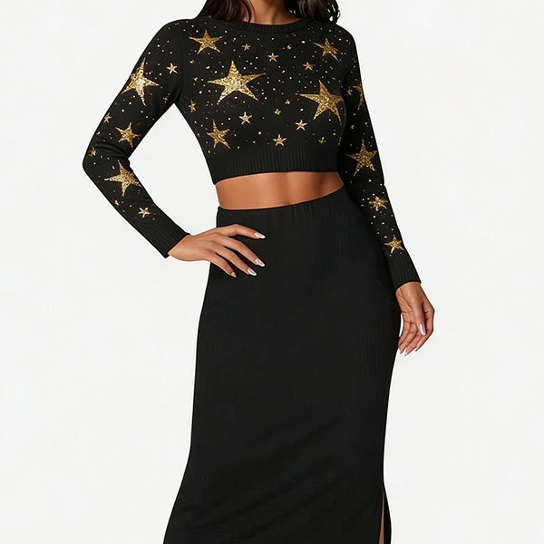Women's Spring Star Print Retro Suit Base Layer