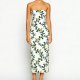 Women's off-shoulder satin floral print dress