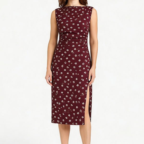 Women's sleeveless retro floral print dress