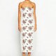 Women's Off-Shoulder Satin Lace Floral Vintage Dress